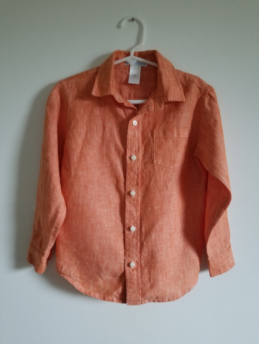 Janie and Jack 100% Linen Orange Button-Up Shirt